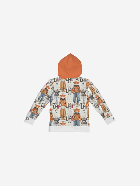 Little Humn Grown Bear Print Kids Hoodie