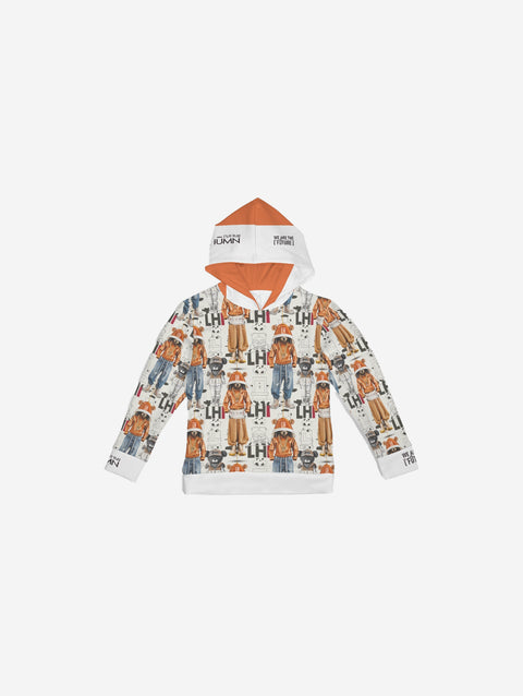Little Humn Grown Bear Print Kids Hoodie