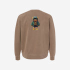 A rich brown pigment-dyed crewneck sweatshirt with the subtle 'FLIP THE HŪMN' logo on the chest. Comfortable, cozy, and versatile for any casual outfit.