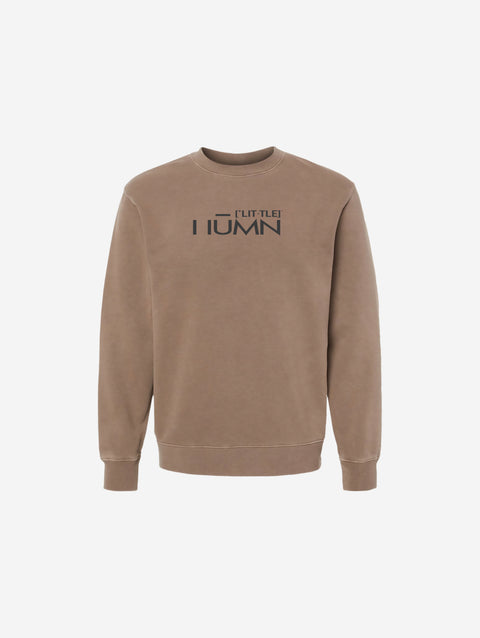 A rich brown pigment-dyed crewneck sweatshirt with the subtle 'FLIP THE HŪMN' logo on the chest. Comfortable, cozy, and versatile for any casual outfit.