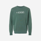 Pigment-dyed crewneck sweatshirt in alpine green showcasing the understated 'HŪMN' logo, perfect for adding a subtle pop of color to a laid-back wardrobe.