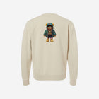 Pigment-dyed crewneck sweatshirt in ivory with the signature 'HŪMN' logo, blending a neutral tone with a relaxed and casual design for everyday wear.