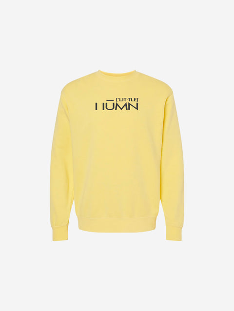 A vibrant yellow pigment-dyed crewneck sweatshirt featuring the minimalist 'FLIP THE HŪMN' logo. Perfect for adding a pop of color while staying cozy.