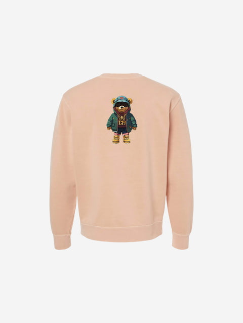 A delicate pale pink pigment-dyed crewneck sweatshirt, accented with the clean 'FLIP THE HŪMN' logo. Adds a subtle and stylish feminine touch.