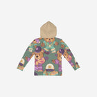 Little Humn Hu Bear Print Green Kids Hoodie