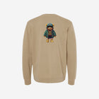 A soft sandstone pigment-dyed crewneck sweatshirt showcasing the sleek 'FLIP THE HŪMN' logo. A neutral tone ideal for layering or lounging.
