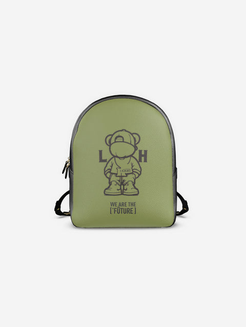 Little Humn GRN Green Leather Backpack