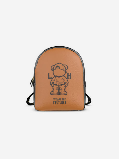 Little Humn ORG Orange Leather Backpack