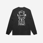 A sleek black long-sleeve tee featuring a minimalist 'LITTLE Life' logo on the chest, designed with a faded effect for a vintage-inspired look.