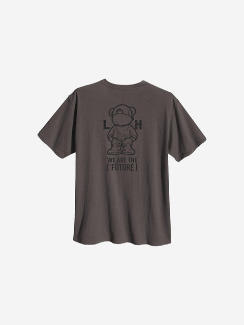 A charcoal-colored t-shirt featuring the minimalistic '[LITTLE]' logo on the left chest.