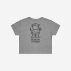 A heather gray cropped T-shirt with a subtle "['LIT·TLE] Life" logo on the left chest.