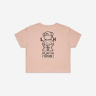 A pastel pink cropped T-shirt with a minimalist "['LIT·TLE] Life" logo on the left chest.