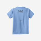 A soft light blue youth essential tee with the ['LIT·TLE] HŪMN bear, bringing serene and stylish vibes.