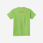 A vibrant lime green youth t-shirt with the iconic ['ro] bear and "Go Like ['RO]" logo, radiating energy and playfulness.