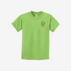 A refreshing lime green youth essential tee featuring the ['LIT·TLE] HŪMN bear, adding a playful pop of color.