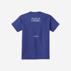 A vibrant ocean blue youth essential tee with the ['LIT·TLE] HŪMN bear, designed for playful and bold looks.