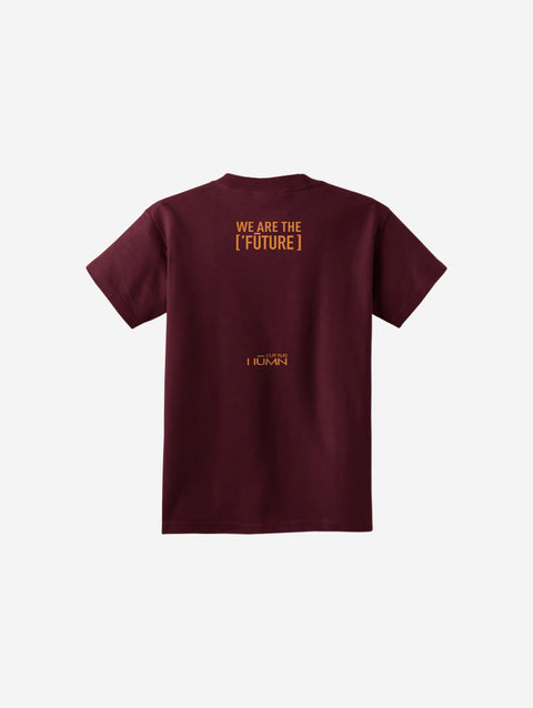 A rich maroon youth t-shirt with the iconic ['ro] bear graphic and "Go Like ['RO]" slogan for a bold, confident style.