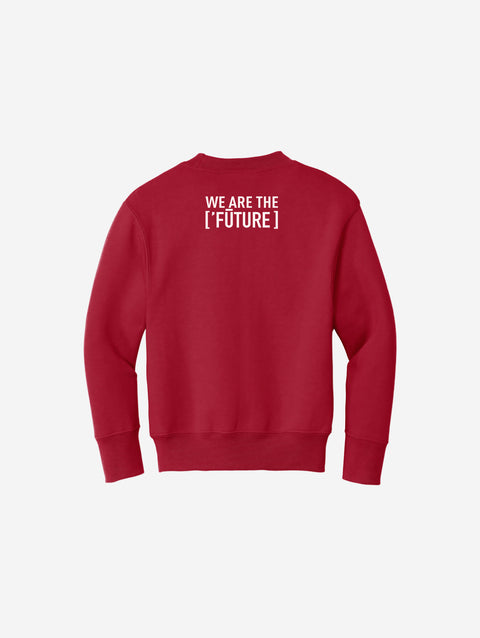 Youth fleece sweatshirt in rich burgundy, featuring the charming LH mascot design in black. Warm and stylish for cooler days.