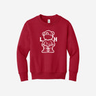 Youth fleece sweatshirt in rich burgundy, featuring the charming LH mascot design in black. Warm and stylish for cooler days.