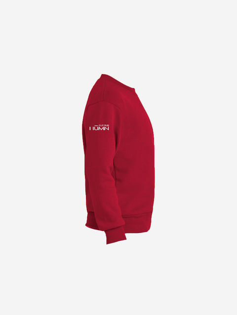Youth fleece sweatshirt in rich burgundy, featuring the charming LH mascot design in black. Warm and stylish for cooler days.