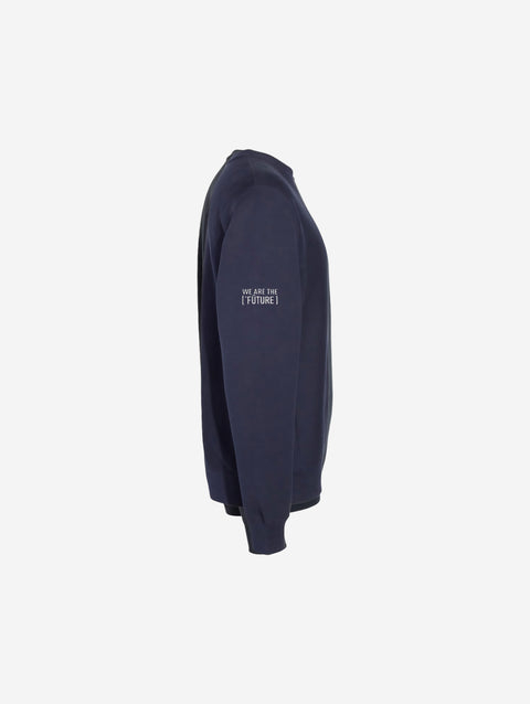 A deep navy blue cross-grain crewneck sweatshirt featuring the ['TEEN] branding in a crisp light-colored font for a sleek and polished look.