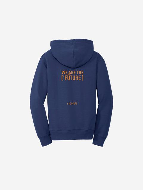 A timeless navy blue fleece pullover sweatshirt adorned with the ['RO] bear, perfect for classic and polished outfits.