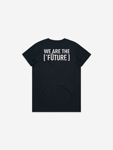 A navy-blue t-shirt with the 'Lil Hū' logo on the chest, blending sophistication and casual wear.