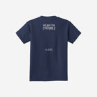 A timeless navy blue youth essential tee adorned with the ['LIT·TLE] HŪMN bear, suited for classic and polished wear.