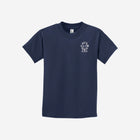 A timeless navy blue youth essential tee adorned with the ['LIT·TLE] HŪMN bear, suited for classic and polished wear.
