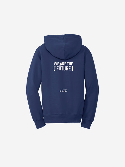 Classic navy fleece hoodie with the ['LH] emblem, combining warmth and timeless style for everyday adventures.