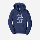 Classic navy fleece hoodie with the ['LH] emblem, combining warmth and timeless style for everyday adventures.