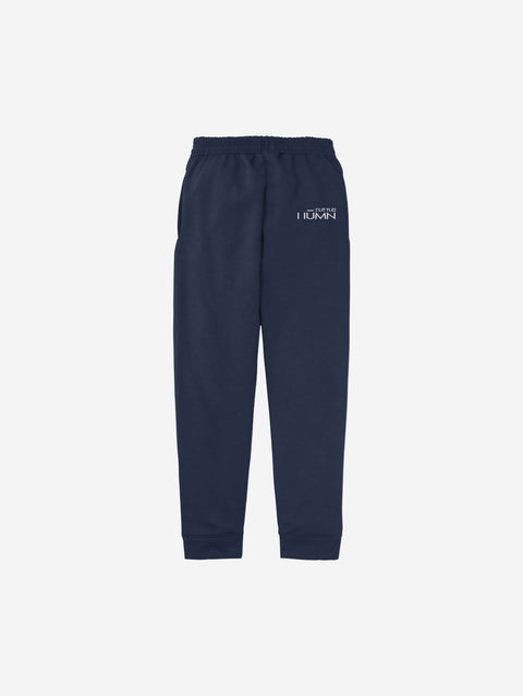 Classic navy fleece joggers showcasing the ['LH] logo, offering both comfort and a polished look for young adventurers.