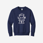 Youth fleece sweatshirt in a classic navy blue, adorned with the LH mascot design in black. A timeless and cozy option for kids.
