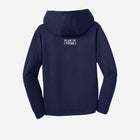 ['LIT·TLE] HŪMN fleece hooded pullover in rich navy blue, showcasing a clean, modern logo on the chest. A stylish and comfortable choice for all occasions.