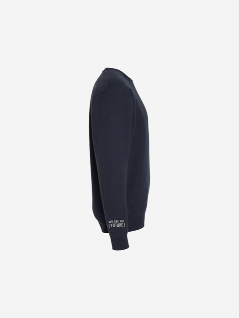 A navy blue crewneck sweatshirt featuring the bold and minimalistic ['TEEN] design in a striking light-colored font across the chest. Perfect for a clean, modern look.