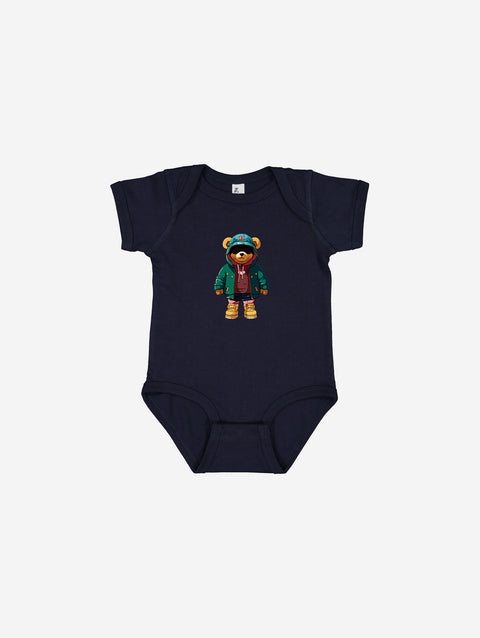 Little Humn NVY Navy Lil Hu Bear Baby Onesie