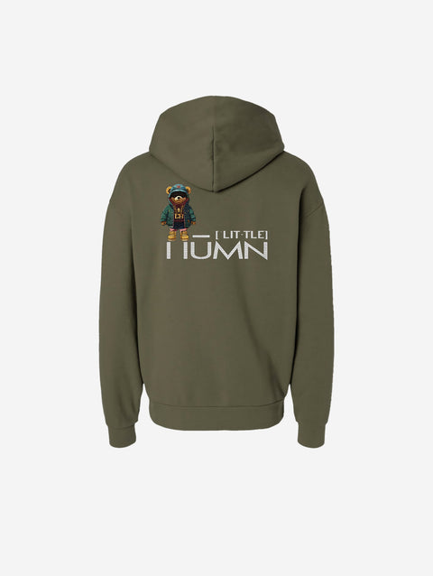 An olive green hoodie with the bold text "[‘TĒĒN]" in white, minimalist design, featuring a pullover style.