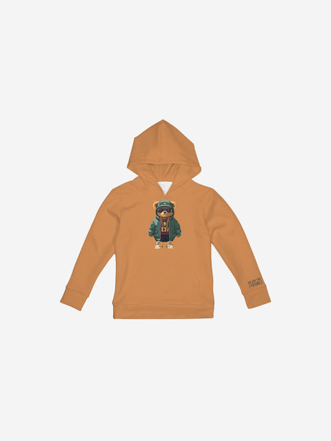 Little Humn Orange Lil Hu Bear Kids Hoodie