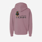 A rose-colored orchid pink hoodie with the bold text "[‘TĒĒN]" in black, minimalist design, featuring a pullover style.