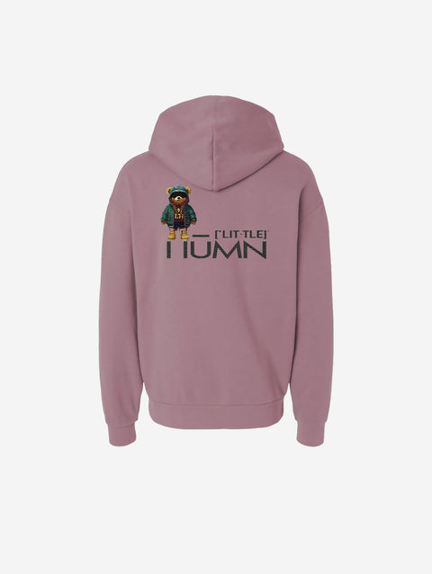 A rose-colored orchid pink hoodie with the bold text "[‘TĒĒN]" in black, minimalist design, featuring a pullover style.