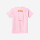 A soft pink youth essential t-shirt showcasing the ['ro] bear graphic and "Go Like ['RO]" text, blending playful style with functionality.