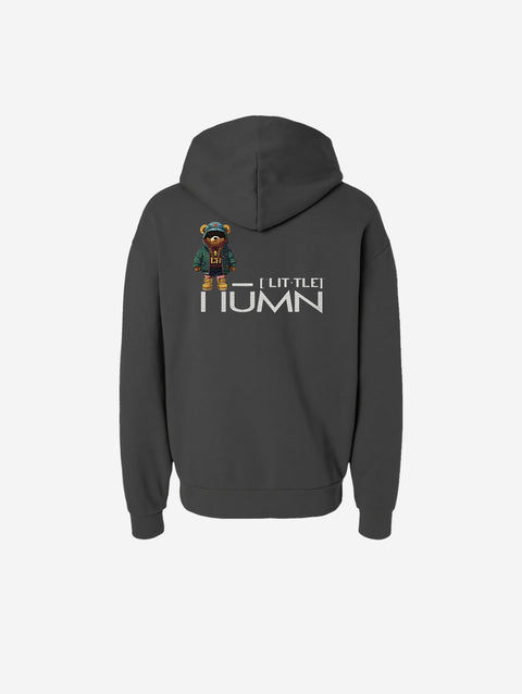 A gray-toned charcoal hoodie with the bold text "[‘TĒĒN]" in white, minimalist design, featuring a pullover style.