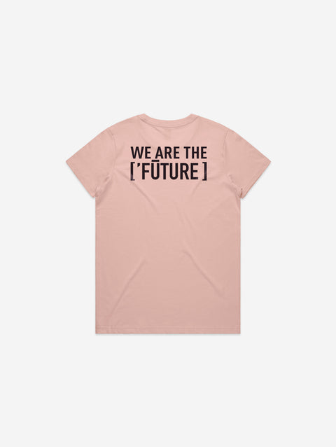 A soft pink t-shirt showcasing the 'Lil Hū' logo on the chest, perfect for a light and cheerful style.