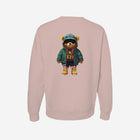 A soft pink premium heavyweight sweatshirt showcasing the 'LITTLE HU' logo on the chest. Combines comfort and elegance, suitable for casual or semi-formal outfits.