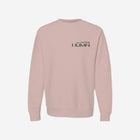A soft pink premium heavyweight sweatshirt showcasing the 'LITTLE HU' logo on the chest. Combines comfort and elegance, suitable for casual or semi-formal outfits.