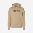 A beige-colored sandstone hoodie with the bold text "[‘TĒĒN]" in black, minimalist design, featuring a pullover style.