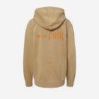 ['RŌ] Youth pigment-dyed hoodie in neutral sand tone with a bold astronaut bear design. A blend of comfort and standout style for every day.