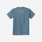 A muted blue youth t-shirt featuring the ['ro] bear graphic and "Go Like ['RO]" text for a relaxed, stylish vibe.