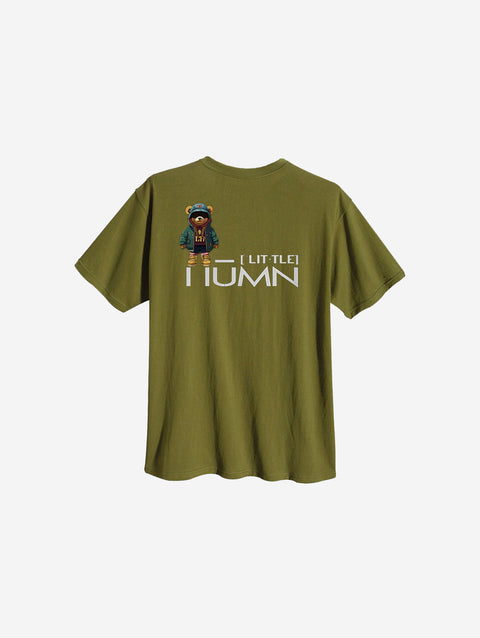 Olive green heavyweight tee displaying the bold text "[‘TEĒN]," combining trendy color with durability.