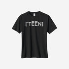 Black heavyweight tee with the text "[‘TEĒN]" in bold, perfect for a sleek and versatile teen look.
